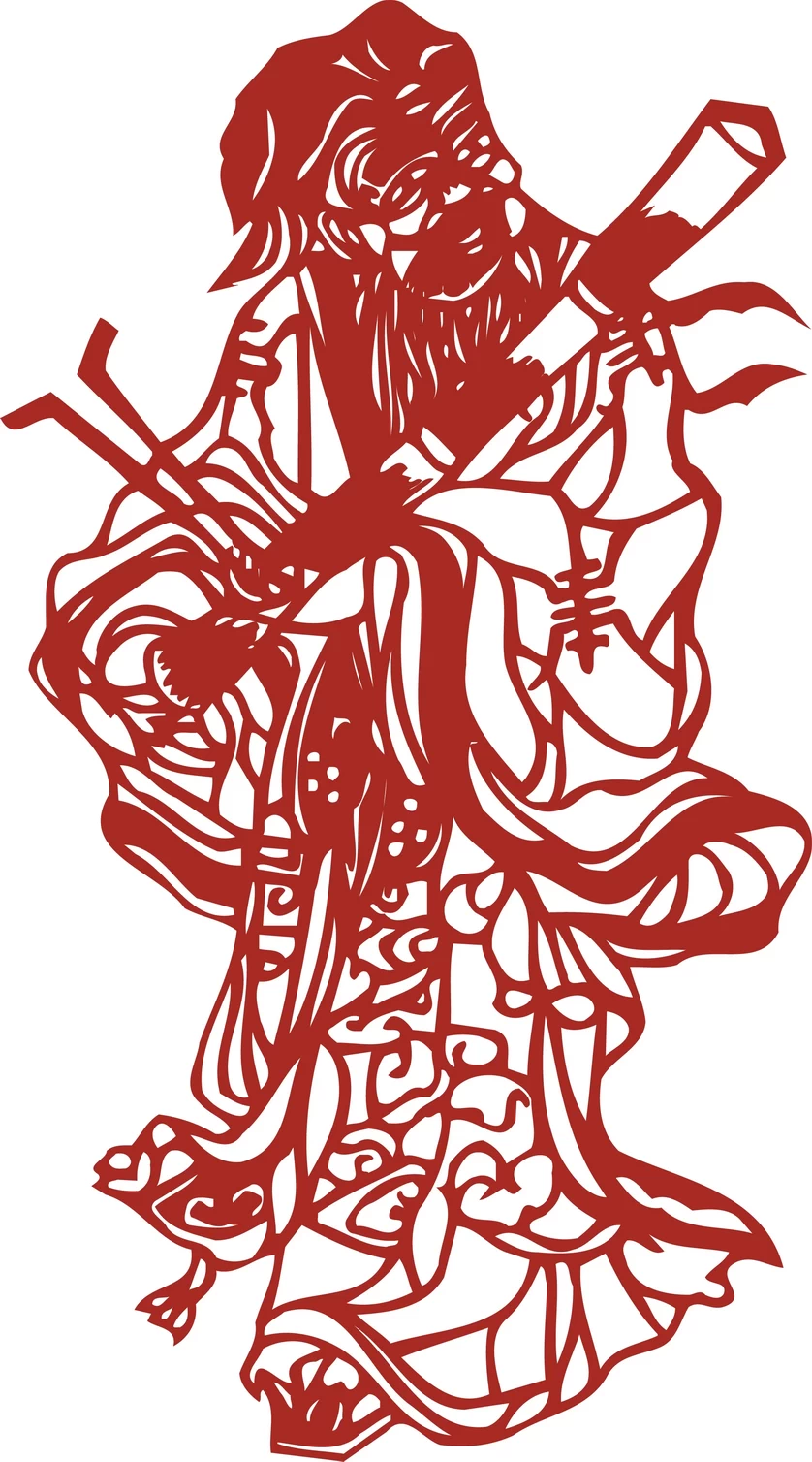 中国风中式传统喜庆民俗人物动物窗花剪纸插画边框AI矢量PNG素材【2476】